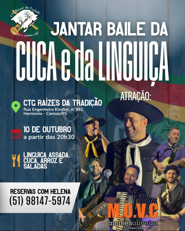 Jantar Baile da Cuca e da Linguiça c/ Moisés Oliveira e Grupo Vozes do Campo